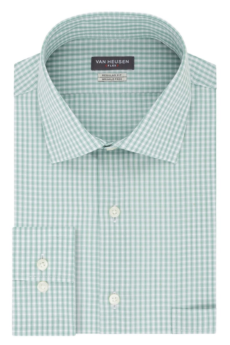 Van Heusen Men's Regular Fit Flex Collar Check Shirt, Vert, 15" Neck 32"-33" Sleeve - Image 3